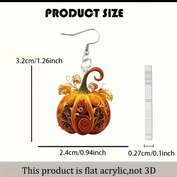 NEW Chic Acrylic Pumpkin Dangle Earrings - Picture 6 of 6